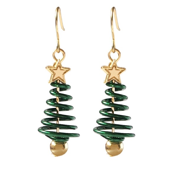 Jewelry - 🎄Green Christmas Tree Dangle Earrings with Star